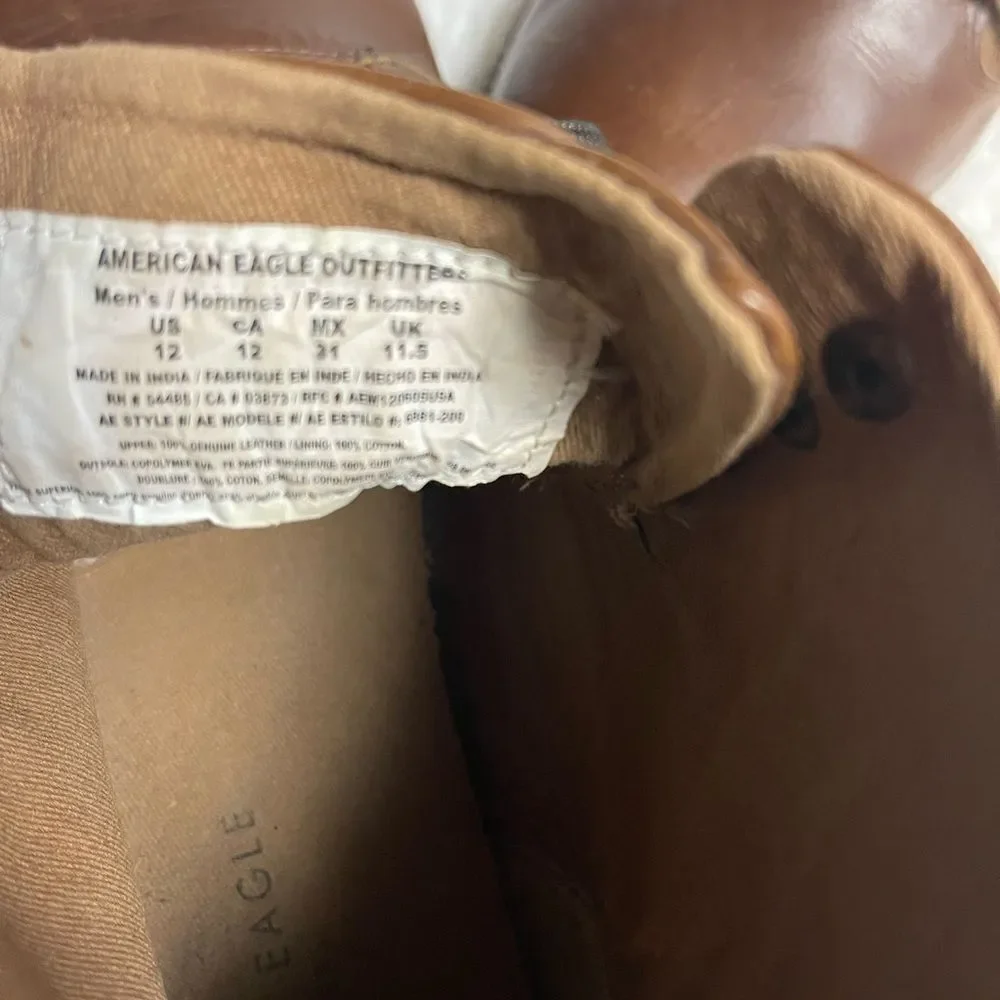 American Eagle outfitters Men’s leather Brown lace up boots Size 12